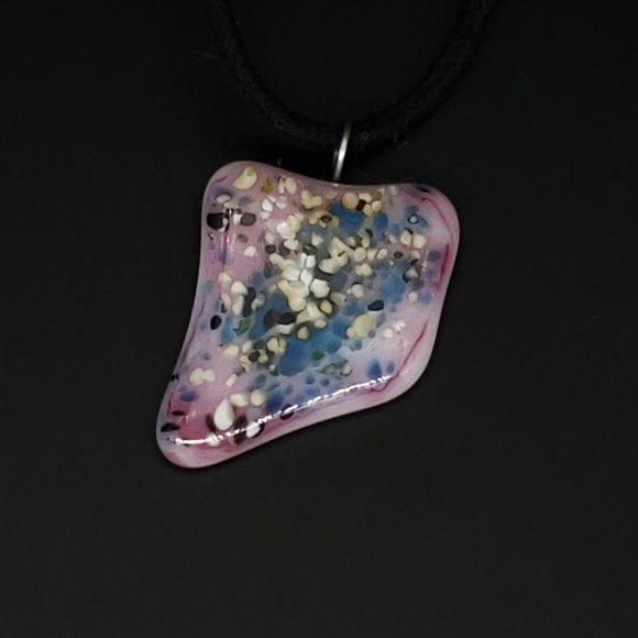 Fused Glass Art Pendant Necklace - Picture 8 of 8